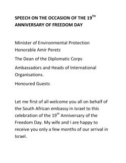 SPEECH ON THE OCCASION OF THE 19 ANNIVERSARY OF