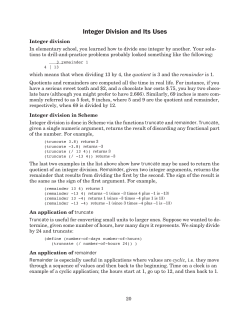Integer Division and Its Uses