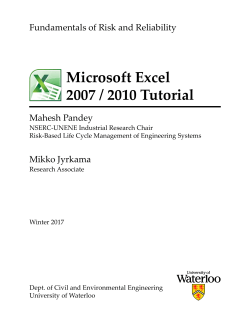 Microsoft Excel 2007 / 2010 Tutorial