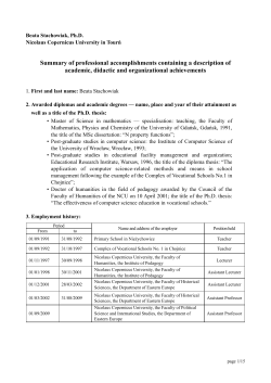 Summary of professional accomplishments containing a description