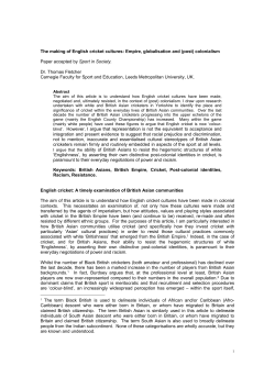 The making of English cricket cultures: Empire, globalisation and