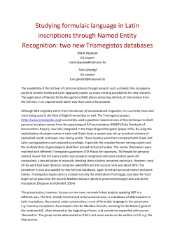 Studying formulaic language in Latin inscriptions