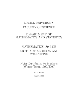 Notes Distributed to Students in Mathematics 189-340B (1999-00)