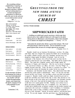 September 04, 2016 &ndash; Shipwrecked Faith