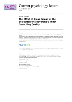 The Effect of Glass Colour on the Evaluation of a Beverage`s Thirst