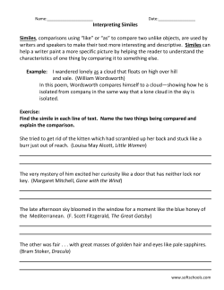 Interpreting Similes Similes, comparisons using