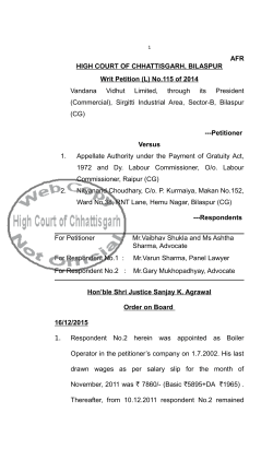 No.115 of 2014 Vandana Vidhut Limited, through its President