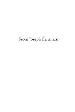 From Joseph Bensman: Essays on Modern Society