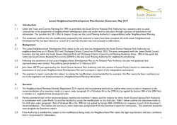 Lavant Neighbourhood Development Plan Decision Statement: May