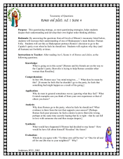 Taxonomy of Questions for Act 3 Scene 1