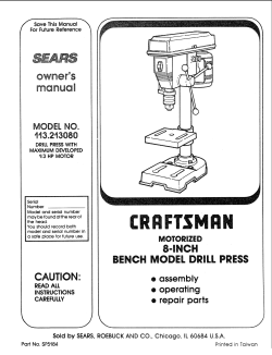 CAUTION`. BENCH MODEL DRILL PRESS J J