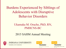 Burdens Experienced by Siblings of Adolescents with Disruptive