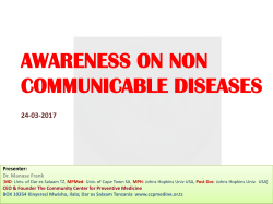 Health issues: Non communicable diseases