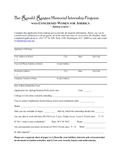 The Ronald Reagan Memorial Internship Program