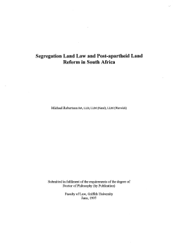 Segregation Land Law and Post-apartheid Land