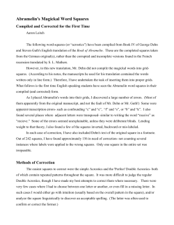 Abramelin`s Magickal Word Squares