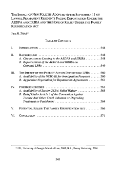 The Impact of New Policies Adopted After September 11 on Lawful