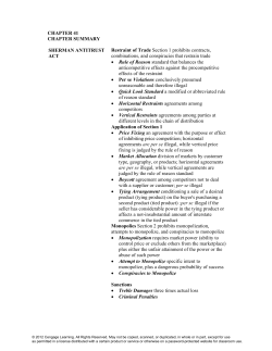 CHAPTER 41 CHAPTER SUMMARY SHERMAN ANTITRUST ACT