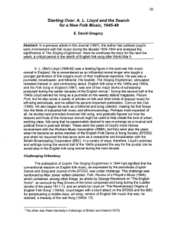 Starting Over: AL Lloyd and the Search for a New Folk Music, 1945-49