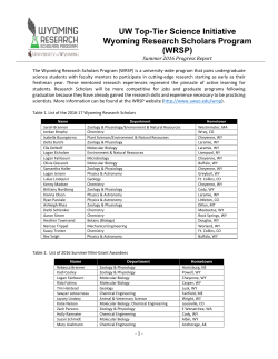 Keep Updated Read the Fall 2016 WRSP Progress Report.