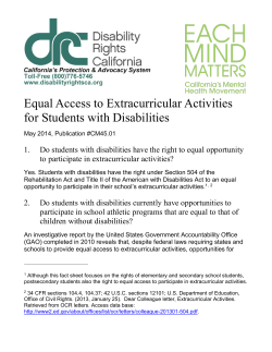 Equal Access to Extracurricular Activities for Students with Disabilities