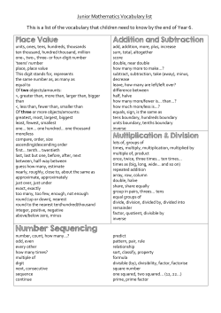 Key Vocabulary lists