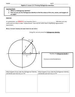 Algebra 2: Lesson 13-7 Proving Pythagorean Id