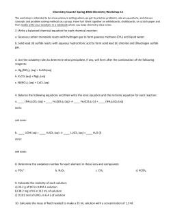 Chemistry Counts! Spring 2016 Chemistry Workshop 11 2. Write a