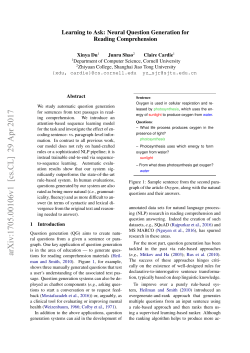 Learning to Ask: Neural Question Generation for Reading