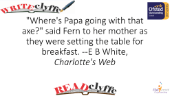 "Where`s Papa going with that axe?" said Fern to her mother as they