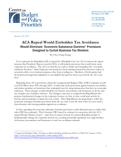 ACA Repeal Would Embolden Tax Avoidance