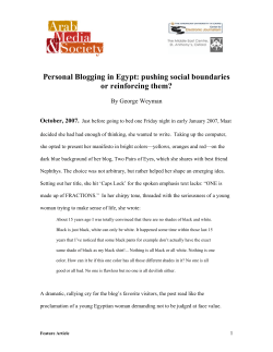 Personal Blogging in Egypt: pushing social boundaries or
