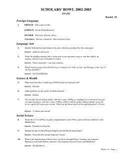 scholars` bowl 2002-2003