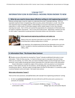 information flow in sentences: moving from known to