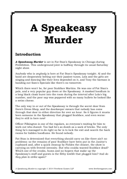 A Speakeasy Murder - Introduction