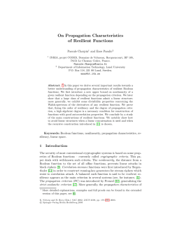 On Propagation Characteristics of Resilient Functions