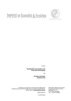 Sustainable Consumption and Consumer Sovereignty by Christian