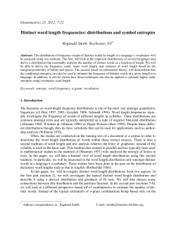 Distinct word length frequencies: distributions