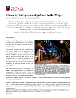 Athens: An Entrepreneurship Center in the Wings