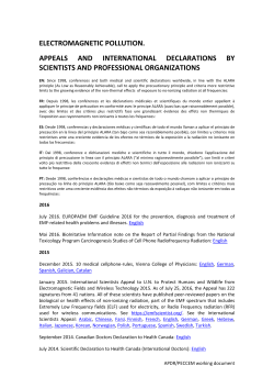 electromagnetic pollution. appeals and international declarations by