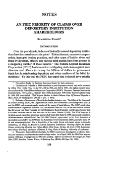 An FDIC Priority of Claims Over Depository Institution Shareholders