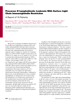 Precursor B Lymphoblastic Leukemia With Surface Light Chain