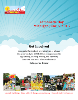 Lemonade Day Michigan June 6, 2015 Get Involved