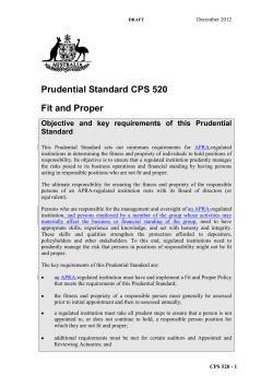 Prudential Standard CPS 520 Fit and Proper