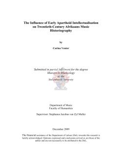 The Influence of Early Apartheid Intellectualisation on