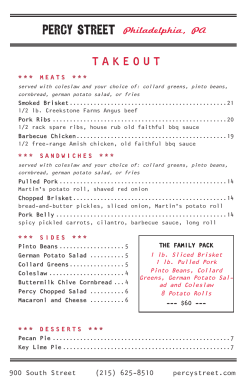 takeout menu - Percy Street Barbecue