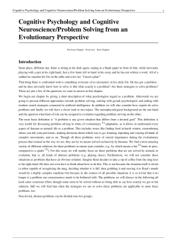 Problem Solving from an Evolutionary Perspective