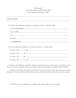Homework 1 AST 301, Sections 47320, Spring 2015 Due Thursday