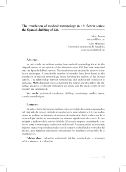 The translation of medical terminology in TV fiction series: the