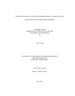 Student Oral Proficiency in Grade Three Spanish Immersion